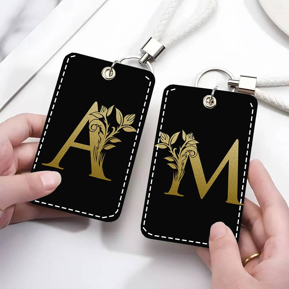 Monogram Keychain Leather - Buchstaben-Monogramm-Kartenetui Schlüsselanhänger Zugangskarten-Tasche Schlüsselanhänger Leder-Kartenhalter Schlüsselring
