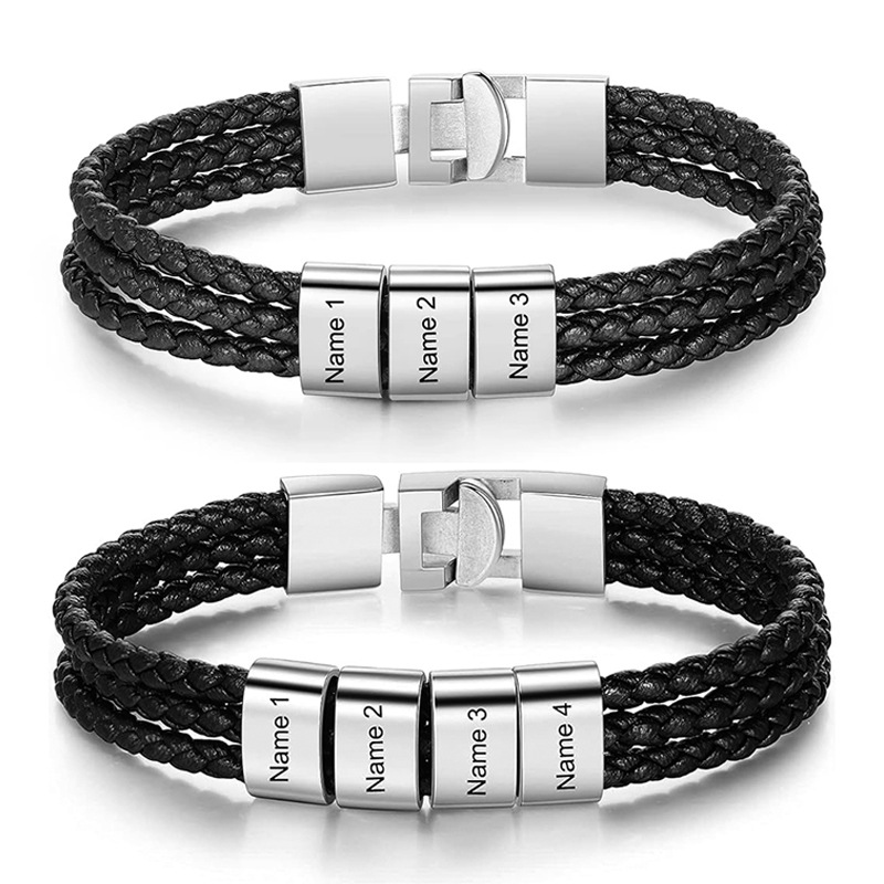Coordinates Bracelet - Benutzerdefinierte Herrenarmbänder mit Namen, graviertes Armband