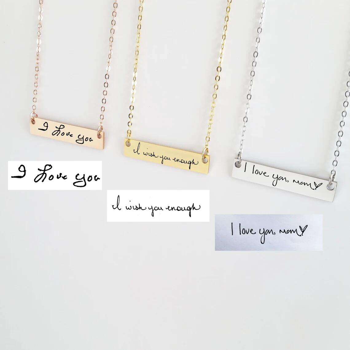 Actual Handwriting Bar Necklac – Handwriting Necklace Bar Bewertung und Preis